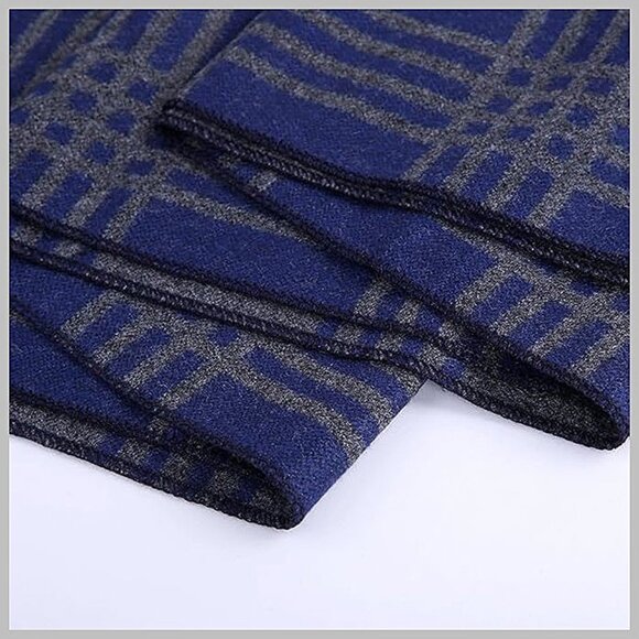 Mens Scarf Winter Fashion - Navy/Grey - Picture 5 of 5
